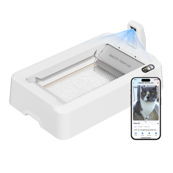 Purobot Crystal Duo Automatic Cat Litter Box with Camera